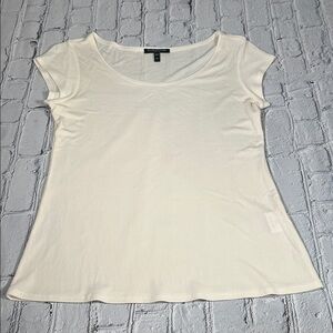 Eileen Fisher Lightweight Silk Cream Off White Short Sleeve Top Tee size PP